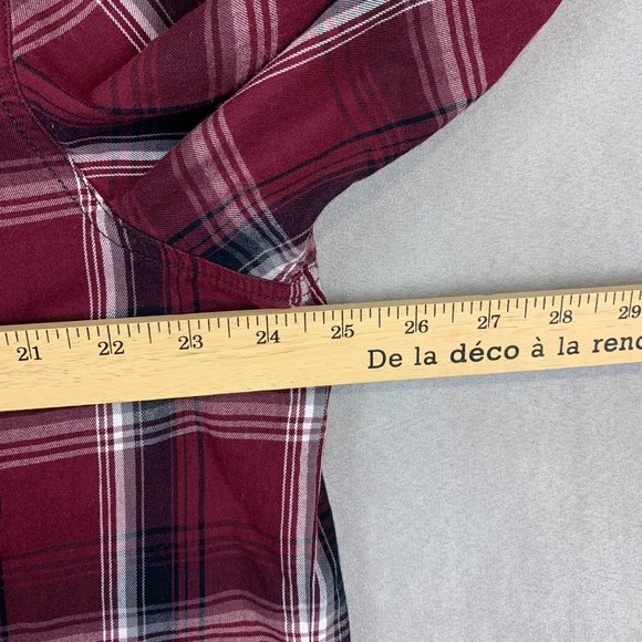 True Religion Men Shirt 2XL Red Plaid Western Snap Button Up Long Sleeve Pockets - Picture 7 of 10